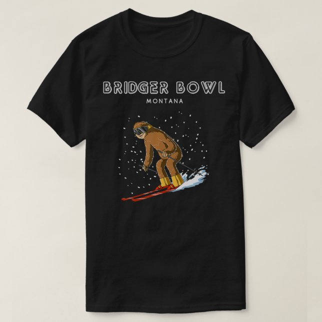 Ski Sloth  Bridger Bowl Montana Ski Gift  T-Shirt (Design Front)