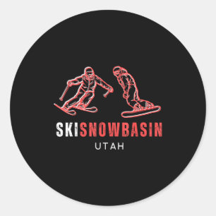 Ski snowbasin utah skiing snowboarding resort classic round sticker