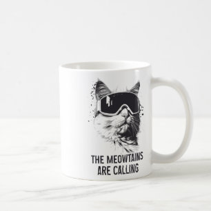 Ski Snowboard Cat Funny The Meowtains Are Calling Coffee Mug