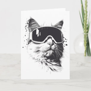 Ski Snowboard Cat Goggles Winter Sports Snowboarde Card