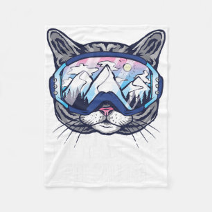 Ski Snowboard Goggles Funny The Meowtains Are Call Fleece Blanket