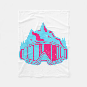 Ski Snowboard Goggles Retro Vintage 80s 90s Skiing Fleece Blanket