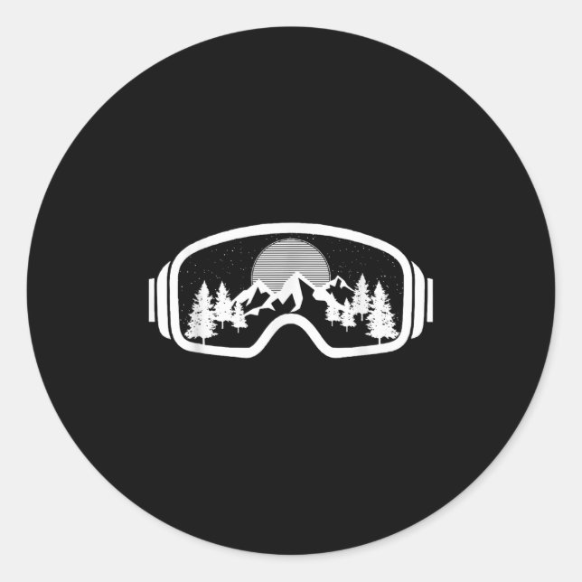 Ski Snowboard Shirt Goggles Skiing Snow Mountain W Classic Round Sticker (Front)