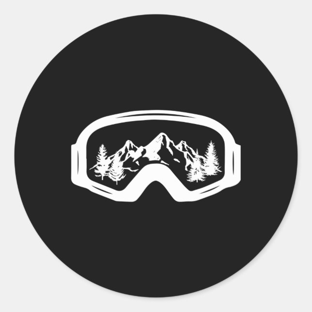 Ski Snowboard Skiing Goggles Snow Wintersport Skii Classic Round Sticker (Front)