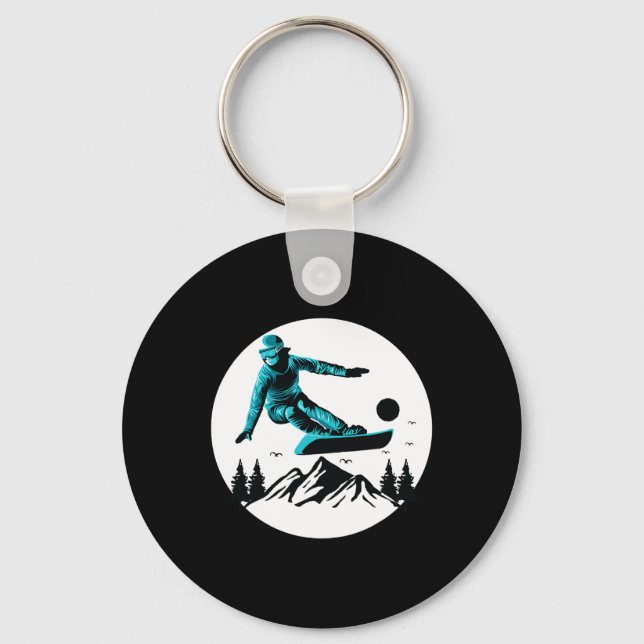 Ski Snowboard Skiing Snow Mountain Winter Snowboar Key Ring (Front)