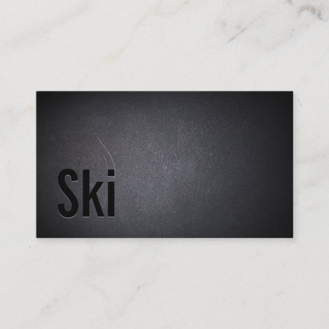 Ski Snowboarding Instructor Dark Minimalist Business Card (Front)