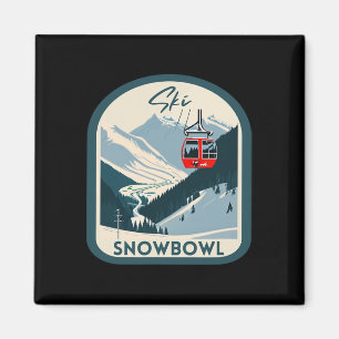 Ski Snowbowl Retro Vintage Style Snowbowl Skiing Magnet