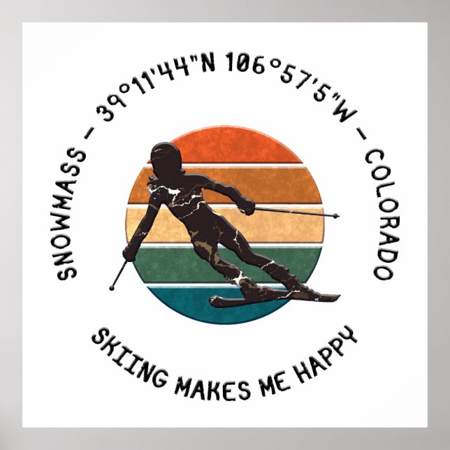 Ski Snowmass, Colorado - Woman Skier, Black Text Poster (Front)
