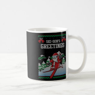 Ski-sons Greetings Santa Claus Skiing Ugly Christm Coffee Mug