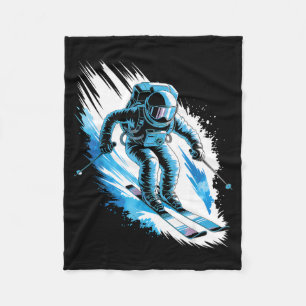 Ski space winter sport skiing funny skier astronau fleece blanket