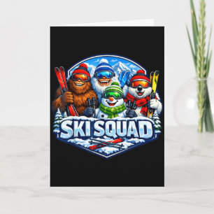 Ski squad sasquatch yeti snowman polar bear skiing card