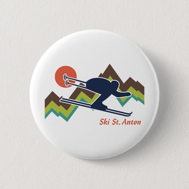 Ski St. Anton 6 Cm Round Badge (Front)