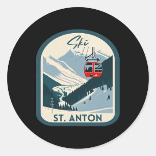 Ski St. Anton Retro Vintage Style St. Anton Skiing Classic Round Sticker