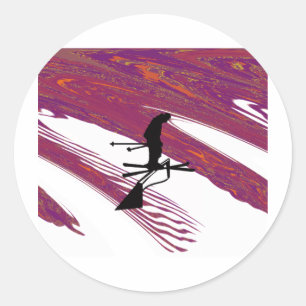 SKI static Cling Classic Round Sticker