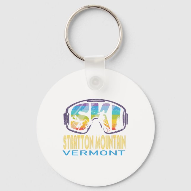 Ski Stratton Mountain Vermont Skiing Vacation  Key Ring (Front)
