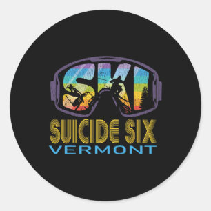 Ski Suicide Six Vermont Skiing Vacation Classic Round Sticker