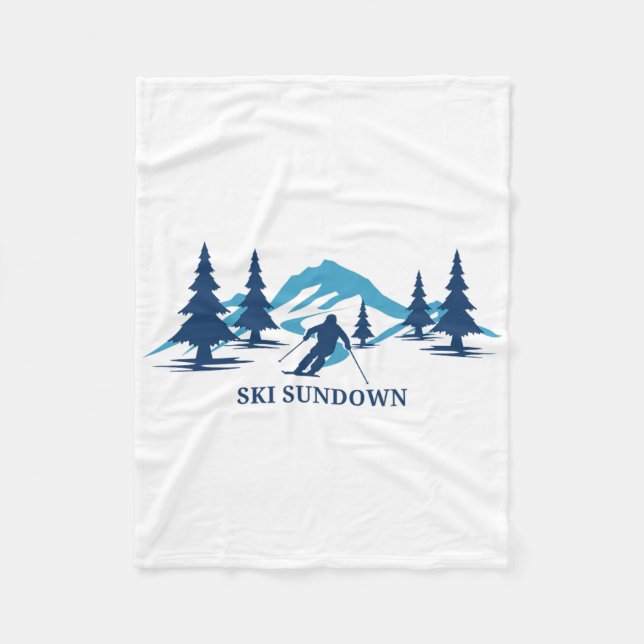 Ski Sundown Connecticut Ski Resort Skiing Skier  Fleece Blanket (Front)