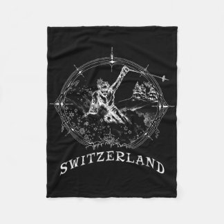 Ski Switzerland Vintage Snow Skiing Vacation  Fleece Blanket