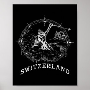 Ski Switzerland Vintage Snow Skiing Vacation  Poster