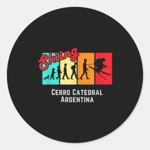 Ski t cerro catedral argentina for men and women classic round sticker
