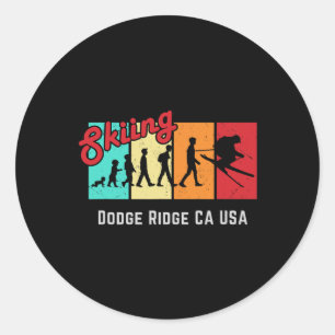 Ski T Dodge Ridge Ca Usa For Men And Women Skiing Classic Round Sticker