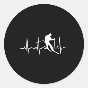 Ski T Shirt - Skier Gifts And Heartbeat S For Skii Classic Round Sticker