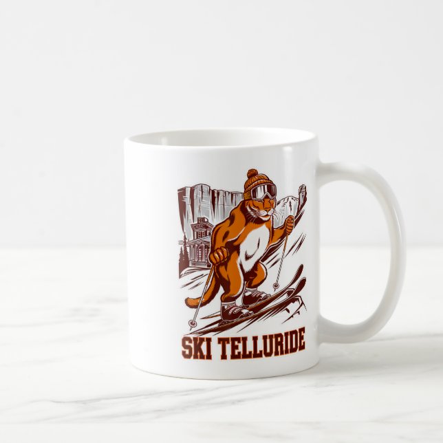Ski Telluride Mountain Lion Skiing Adventure Graph Coffee Mug (Right)