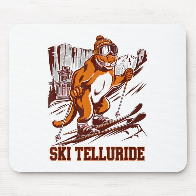 Ski Telluride Mountain Lion Skiing Adventure Graph Mouse Pad (Front)