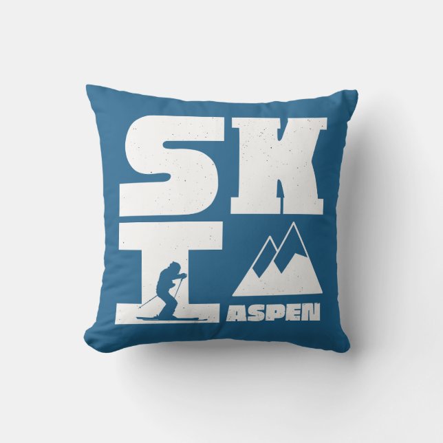 SKI THE ASPEN MOUNTAINS CUSHION (Front)