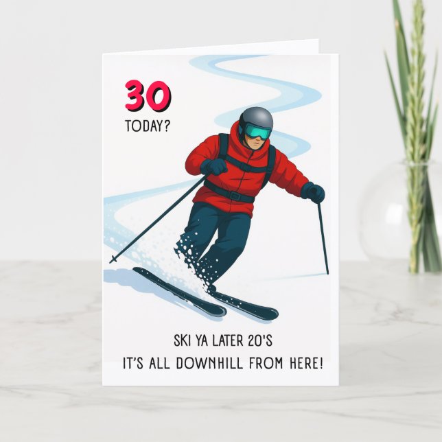 Ski Theme 30th Birthday Card (Front)