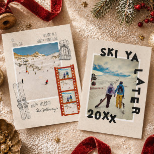 Ski Theme Unique Winter Christmas Photo Holiday Card