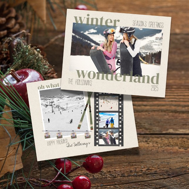 Ski Theme Winter Wonderland Christmas Photo  Holiday Card (Creator Uploaded)