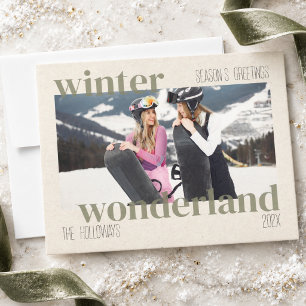 Ski Theme Winter Wonderland Christmas Photo Holiday Card