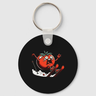 Ski Tomato Panic Funny Snow Mountain Ride Key Ring