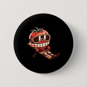 Ski Tomato With Goggles Cute Apres Ski Mountain 6 Cm Round Badge