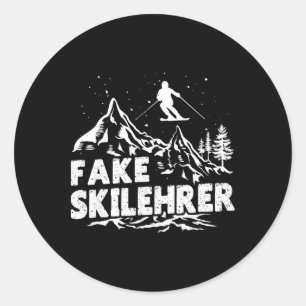 Ski Trainer Fake Skilehrer Skiing Funny Apres-ski Classic Round Sticker