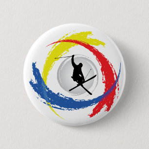 Ski Tricolor Emblem 6 Cm Round Badge