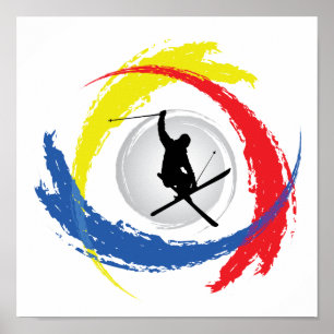 Ski Tricolor Emblem Poster