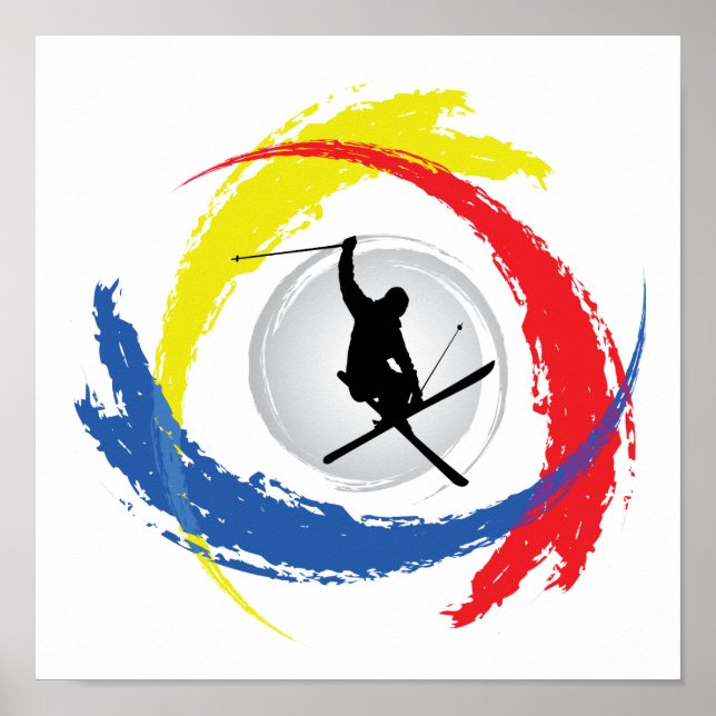 Ski Tricolor Emblem Poster (Front)