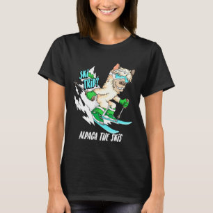 Ski Trip Alpaca The Skis Animal Pun Skier T-Shirt