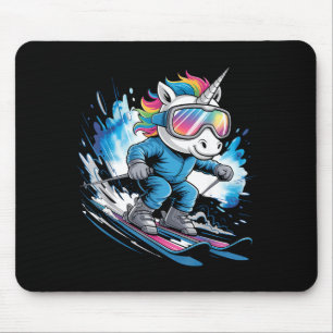 Ski unicorn winter sport skier funny skiing  mouse pad