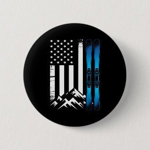 Ski usa flag winter sport american flag skier 6 cm round badge