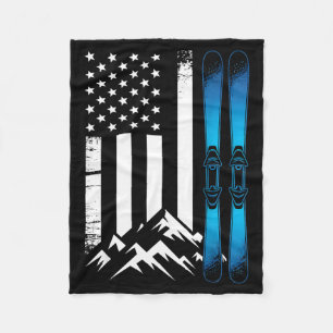 Ski usa flag winter sport american flag skier fleece blanket