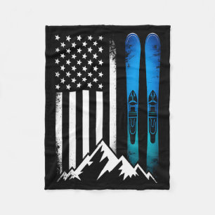 Ski usa flag winter sport skier american flag fleece blanket