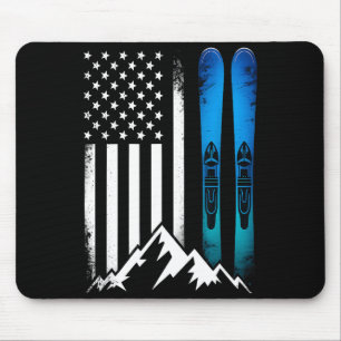 Ski usa flag winter sport skier american flag mouse pad