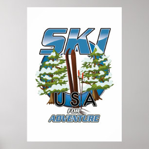 Ski USA For adventure logo. Poster