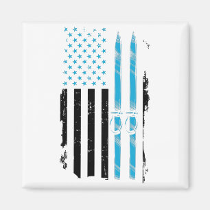 Ski USA Skiing Skis Skiers Gift Ideas Magnet