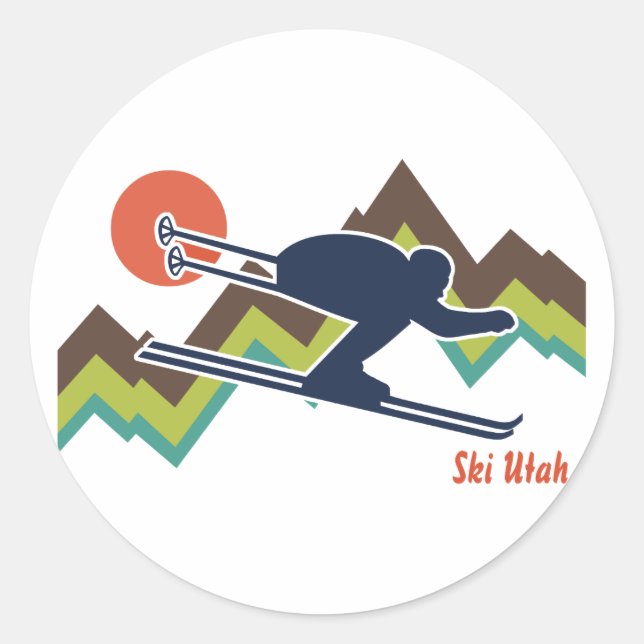Ski Utah Classic Round Sticker (Front)