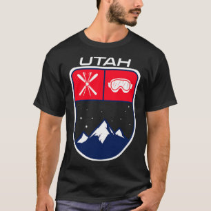 Ski Utah Mountain Skiing Trail Skier Goggle Pole J T-Shirt