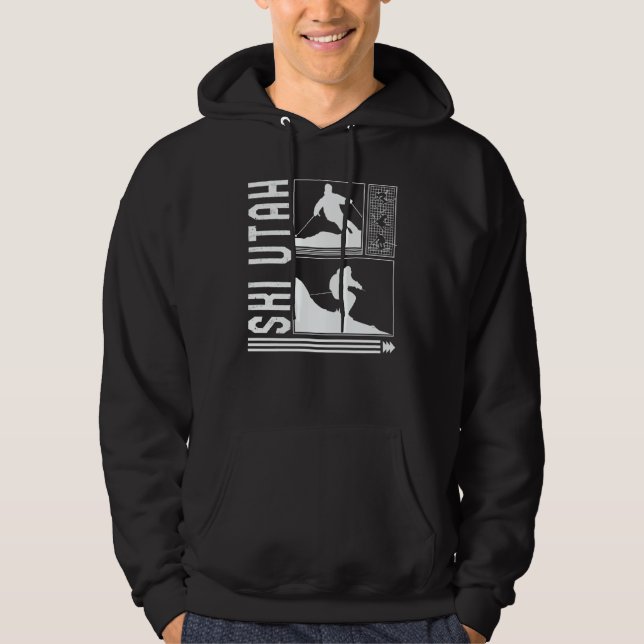 Ski Utah Skiing Skier Winter Snowboard Snowboarder Hoodie (Front)